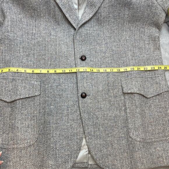 Vtg Pendleton Western Blazer Mens 50 Tall Gray Wool Tweed Suede Elbow Patches - Picture 9 of 16